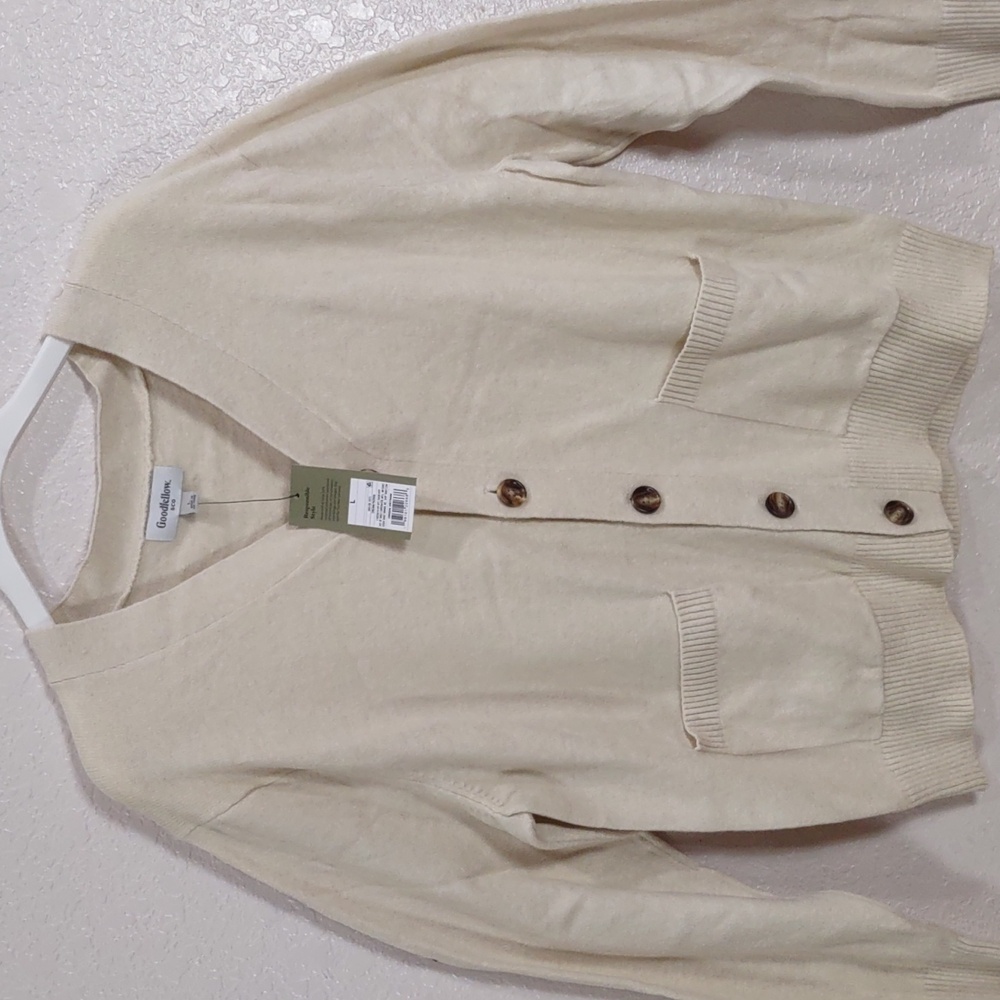 Goodfellow & Co Cream, Size L,Cardigan with Button Accents - Picture 5 of 17